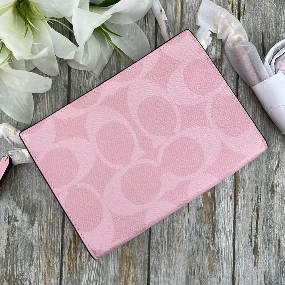 Coach Limited Slim Crossbody Bag In Signature Canvas Powder Pink Purse